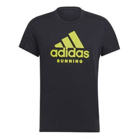 adidas Run Logo Tee M Running Sports Printing Short Sleeve Black GJ6472