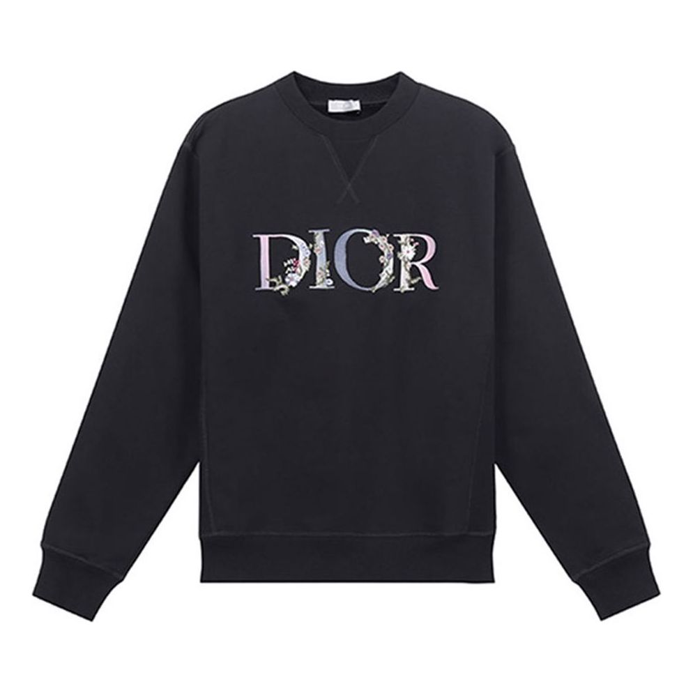 DIOR Flower Embroidery Round Collar Long Sleeve Male Black 113J687A0531-984
