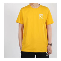 PUMA Graphic Box Logo Printed Short Sleeve TEE Men Yellow 598625-25
