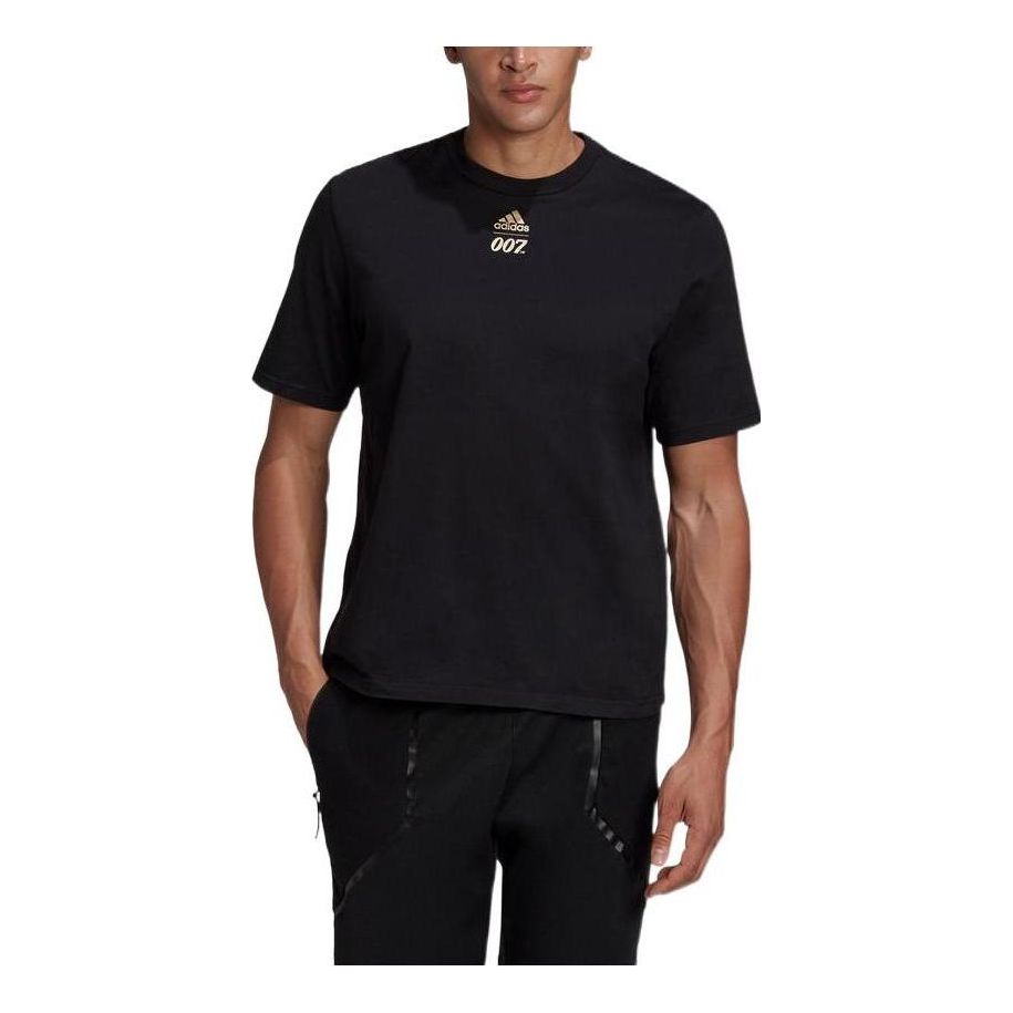 adidas x James Bond Crossover 007 Subject Solid Color Round Neck Pullover Sports Short Sleeve Black GN6808