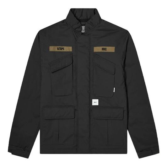 Men's WTAPS Multiple Pockets Stand Collar Cargo Jacket Black 192WVDT-JKM04-BK
