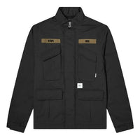Men's WTAPS Multiple Pockets Stand Collar Cargo Jacket Black 192WVDT-JKM04-BK