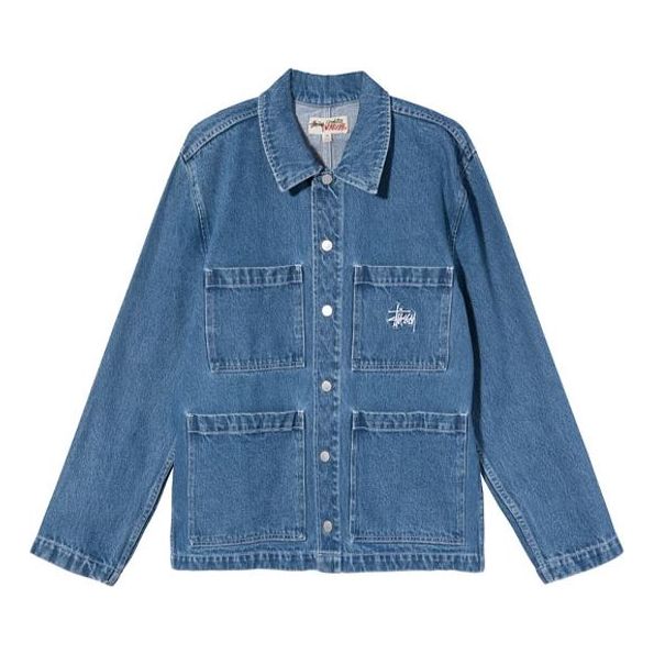 Stussy Unisex Embroidered Denim Jacket Blue 115570