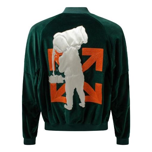 Men's Off-White logo Aviator Green Jacket OMEA234E20FAB0015720