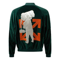 Men's Off-White logo Aviator Green Jacket OMEA234E20FAB0015720