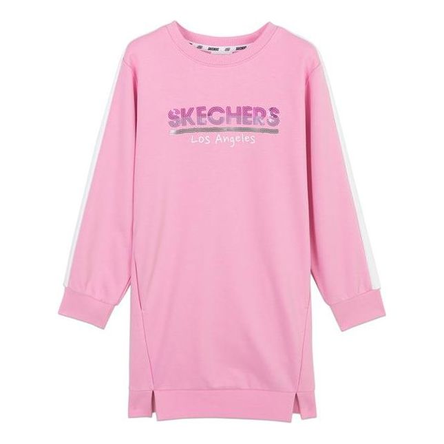 (GS) Skechers Logo Printed Crew Dress 'Pink' L121G093