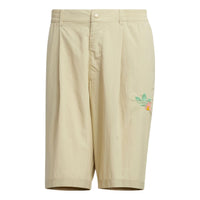 Men's adidas originals Y2K Shorts 2 Solid Color Logo Pattern Straight Sports Khaki HM8038