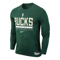 Nike Practice NBA Milwaukee Bucks Printing Pattern Round Neck Long Sleeves Green CK8325-323
