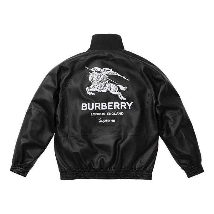Supreme x Burberry Leather Track Jacket 'Black White' SUP-SS22-159