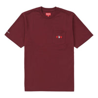 Supreme FW18 x Playboy Pocket Tee Burgundy Crossover Solid Color Unisex Red SUP-FW18-636