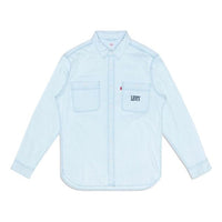 Men's Levis Casual lapel Denim Long Sleeves Shirt Light Blue 85478-0000