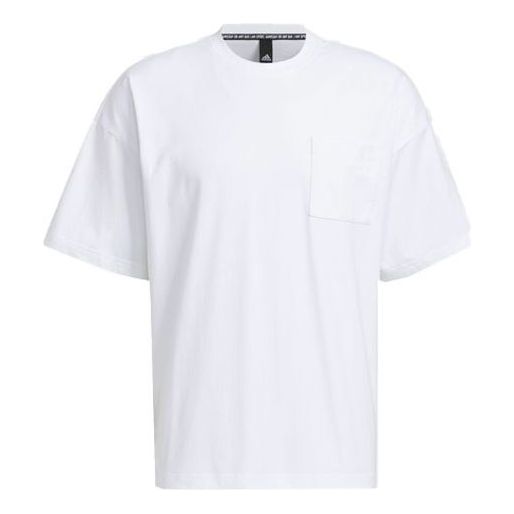 Men's adidas Solid Color Round Neck Casual Sports Short Sleeve Japanese Version White T-Shirt HN0404