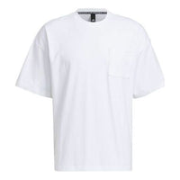 Men's adidas Solid Color Round Neck Casual Sports Short Sleeve Japanese Version White T-Shirt HN0404
