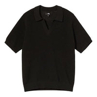 Stussy Solid Color Knit V neck Short Sleeve Unisex Black STUSSY-SS21-1