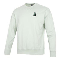 Men's adidas Solid Color Logo Athleisure Casual Sports Pullover Round Neck Green HD1341
