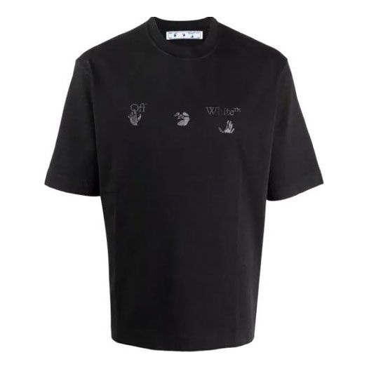 Off-White SS21 Hands Logo Short Sleeve Ordinary Version Black OMAA119F21JER0091001