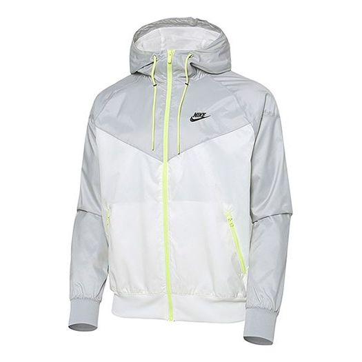 Nike Colorblock Sports Windproof hooded Logo Jacket White Gray DA0001-133