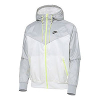 Nike Colorblock Sports Windproof hooded Logo Jacket White Gray DA0001-133