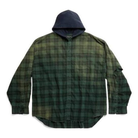 Balenciaga Oversized Hooded Shirt 'Green' 746369TOM213328