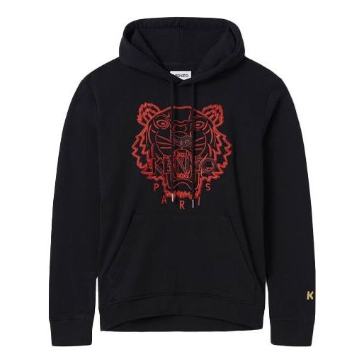 Men's KENZO China Capsule Series Alphabet Tiger Head Embroidered Black FB55SW3304MM-99