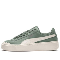 (WMNS) PUMA Basket Platform Scallop Sneakers Green/White 366723-01