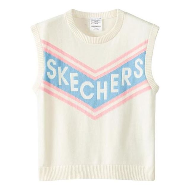 (GS) Skechers Letter Printed Vest 'White Blue Pink' P322G040