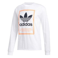 adidas originals Logo Pattern Loose Round Neck Long Sleeves White FM1568