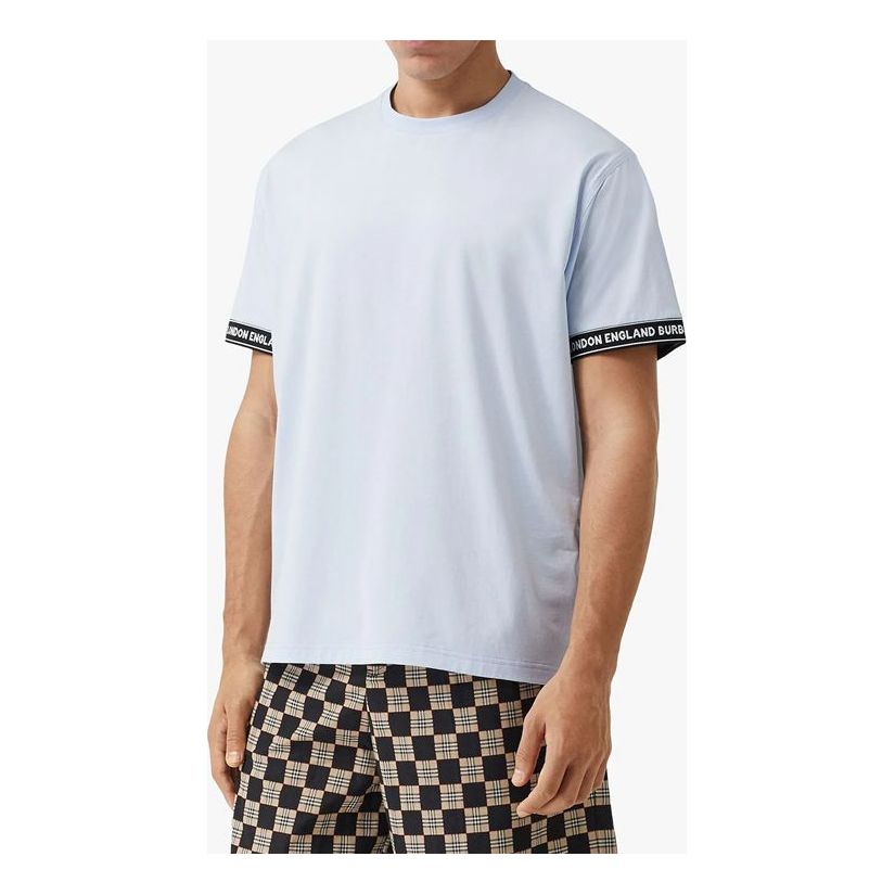 Men's Burberry Logo Loose Fit Short Sleeve Light Blue 8029449