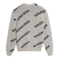 Balenciaga Wool Blend All Over Logo Crew Neck Sweatshirt 'Grey Black' 555481T14711262