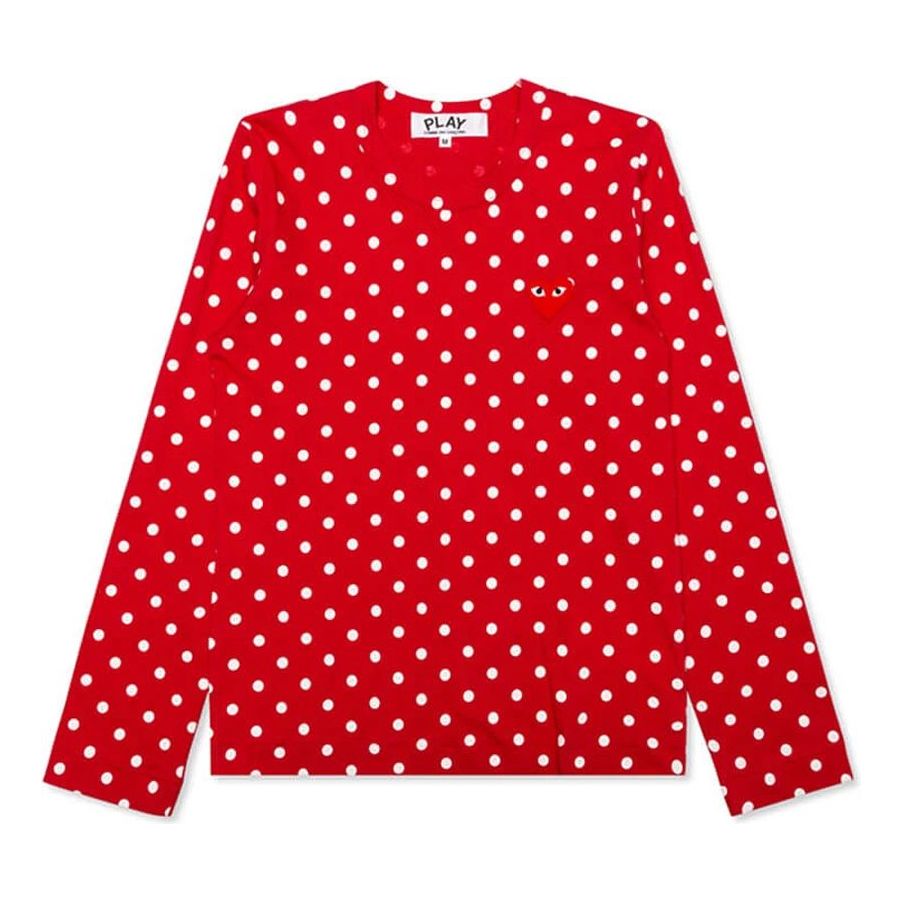 (WMNS) COMME des GARCONS PLAY Polka Dot Long Sleeve Tee 'Red White' AZ-T165-051-3