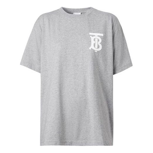 Burberry Monogram Motif Logo Pattern Printing Short Sleeve Gray 80313101