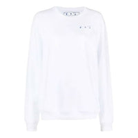 (WMNS) Off-White SS21 Arrow Logo Flowers Printing Round Neck White Hoodie OWBA055S21JER0010145