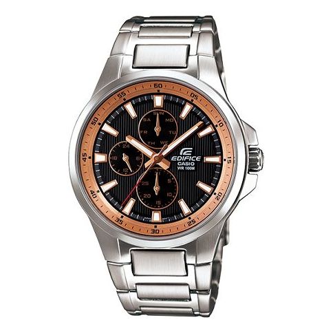 CASIO Waterproof EDIFICE Stainless Steel Strap Mens Silver Analog EF-342D-1A5