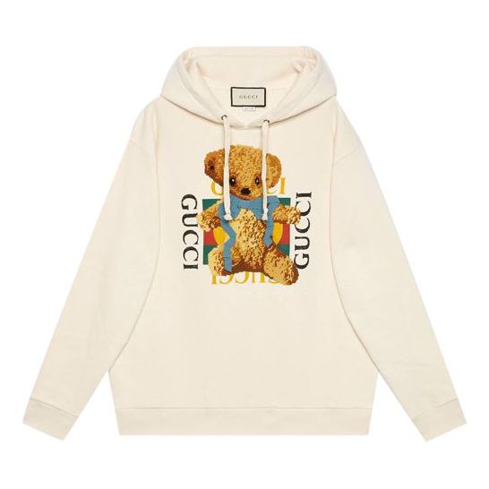 (WMNS) Gucci Logo Teddy Bear Printing Pattern Loose White 469251-X9N17-9101