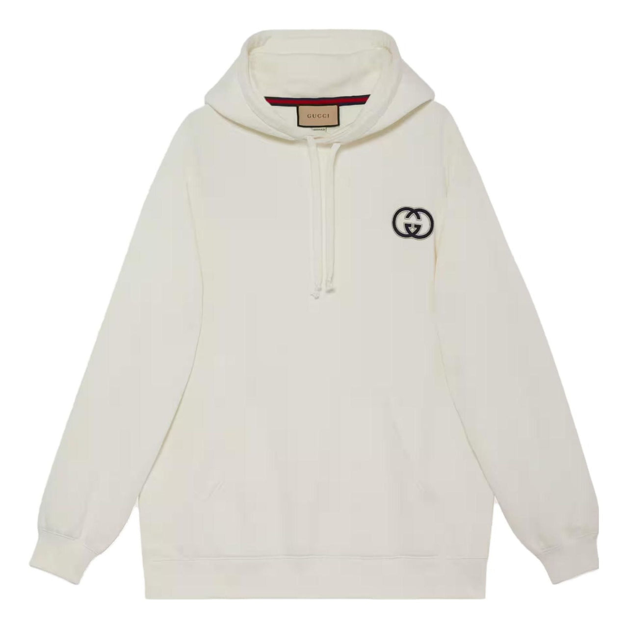 (WMNS) Gucci Cotton jersey hooded sweatshirt with Interlocking G embroidered patch 'Off white' 753595-XJFV9-9088