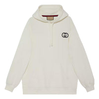 (WMNS) Gucci Cotton jersey hooded sweatshirt with Interlocking G embroidered patch 'Off white' 753595-XJFV9-9088