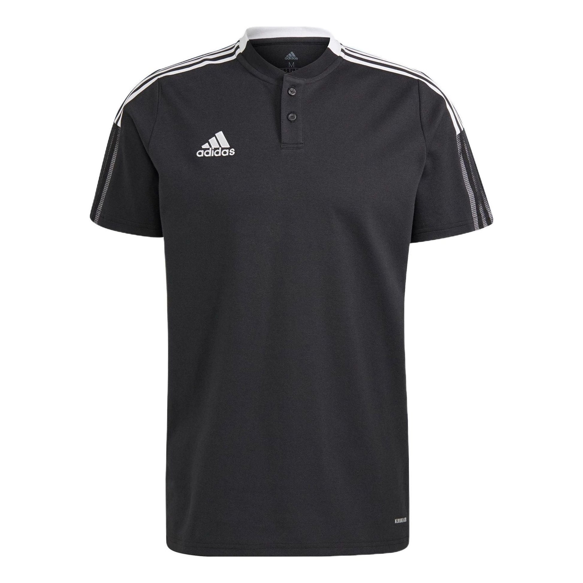 Men's adidas Logo Printing Pattern Stripe Lapel Short Sleeve Black Polo Shirt GM7367
