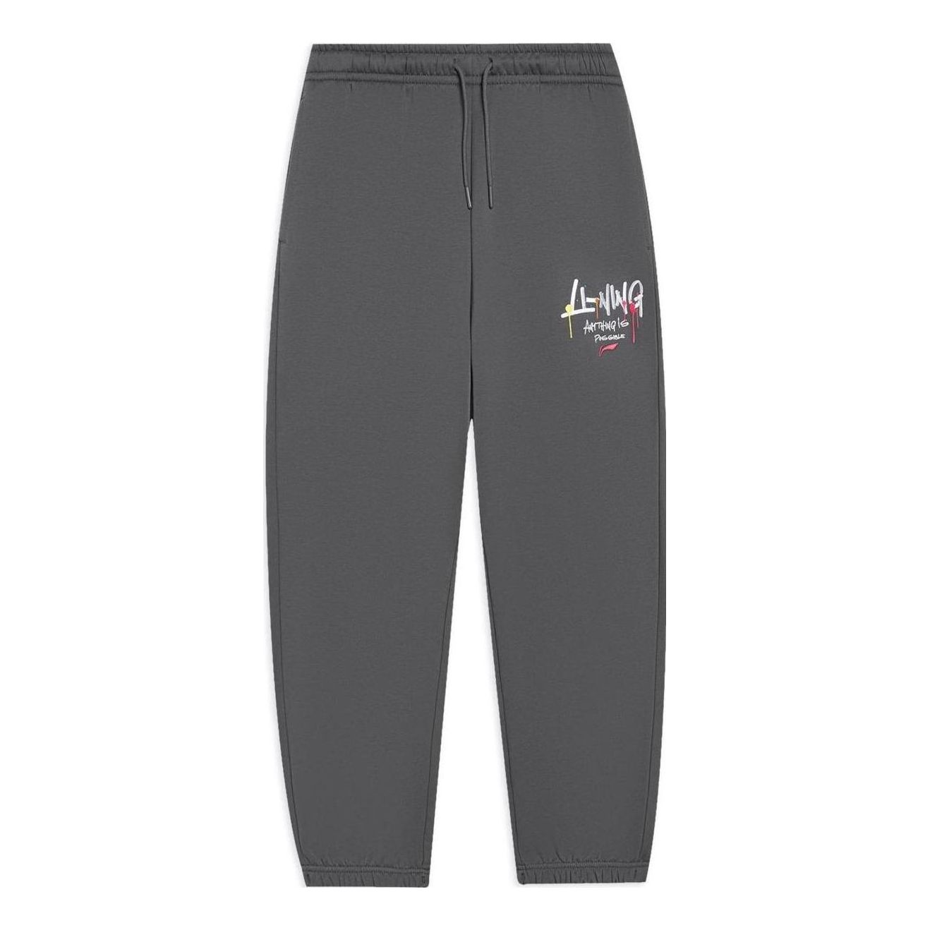 Li-Ning Anything Is Possible Graphic Sweatpants 'Smoke Grey' AKLSG67-3