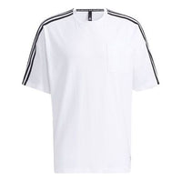adidas M Mh Loose Tee Stripe Sports Round Neck Short Sleeve White GN0811
