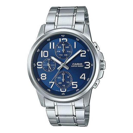 CASIO Quartz Waterproof Mens BlueSilver Analog MTP-E307D-2A2021