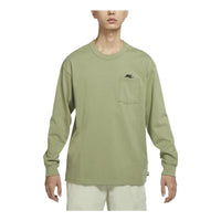 Men's Nike Chest Brand logo Printing Round Neck Long Sleeves Green T-Shirt DR7930-334