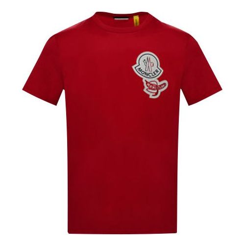 Men's Moncler Genius 2 Logo Patch Short Sleeve Red 0928C712008390T455