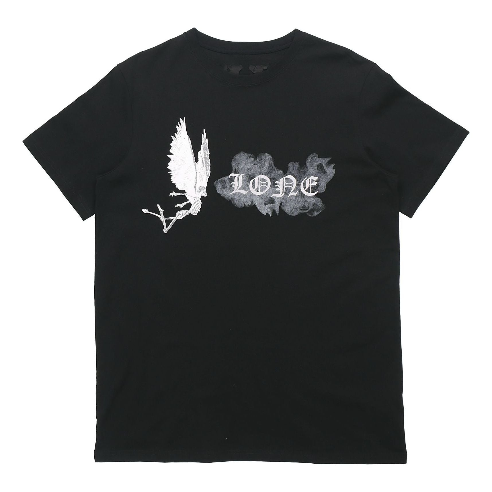 VLONE Smoke Demon Angel Pattern Alphabet Logo Short Sleeve Couple Style Black VLTE2001BK