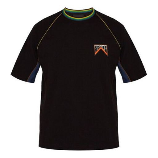 Men's PRADA Logo Solid Color Casual Short Sleeve Black SJN235-1NWX-F0QTX