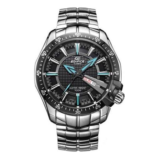 CASIO EDIFICE Stainless Steel Strap Black Watch Dial Mens Black Analog EF-130D-1A2