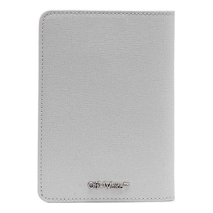 Off-White 21 New Metallic Micro Mark LOGO Printing Cortex Card Holder Wallet Elephant Gray OMNC010S21LEA0020501