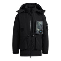 adidas originals Zipper Cardigan hooded Down Jacket Black H58058
