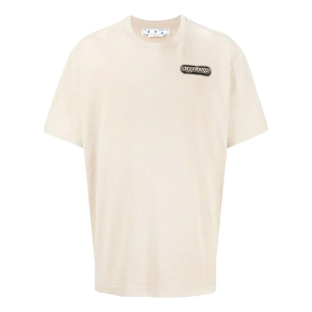 Men's Off-White SS22 Logo Printing Short Sleeve Light Brown T-Shirt OMAA038S22JER0031710DARK