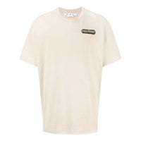 Men's Off-White SS22 Logo Printing Short Sleeve Light Brown T-Shirt OMAA038S22JER0031710DARK