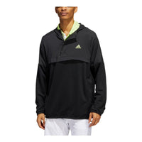 Men's adidas Chest Logo Printing Half Zipper Hooded Long Sleeves Black HG8832